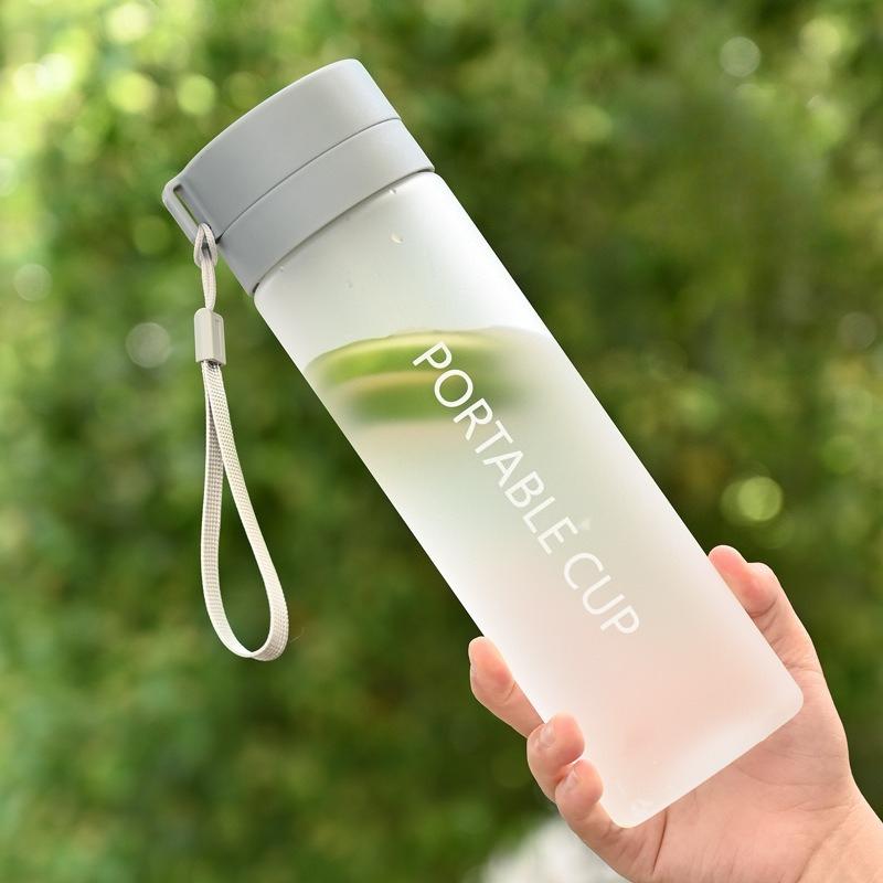 Sports Water Cup Outdoor Large Capacity Frosted Transparent Plastic Water Cup Portable Handheld Rope Cup Summer High Appearance Water Bottle