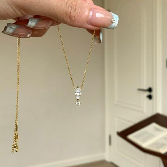 Marquise Cut Irregular Diamond Necklace for Women - Light Luxury Clavicle Chain, Perfect Gift for Girlfriend