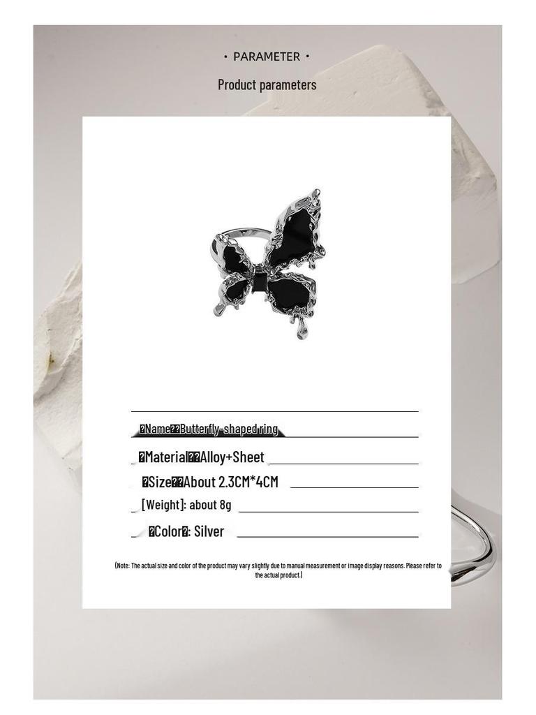 Black Celestial Butterfly Ring: Stylish Dark Luxury for Women & Trendy Couples