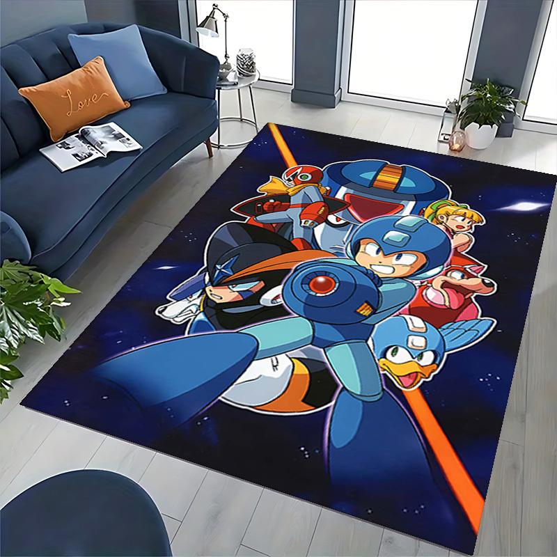 1pc Mega Man Anime Cartoon Design Office Chair Mat Non-Slip Carpet for Home Decor, Living Room, Bedroom, Game Room - Perfect Gift for Fans!Y058