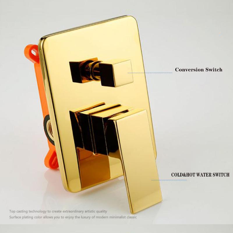 BAKALA Luksusowy Złoty Bateria Prysznicowa Łazienkowa 10-calowa Głowica Prysznicowa Montaż Ścienny z Słuchawką Prysznicową Bateria Prysznicowa do Wanny Kran Wodny