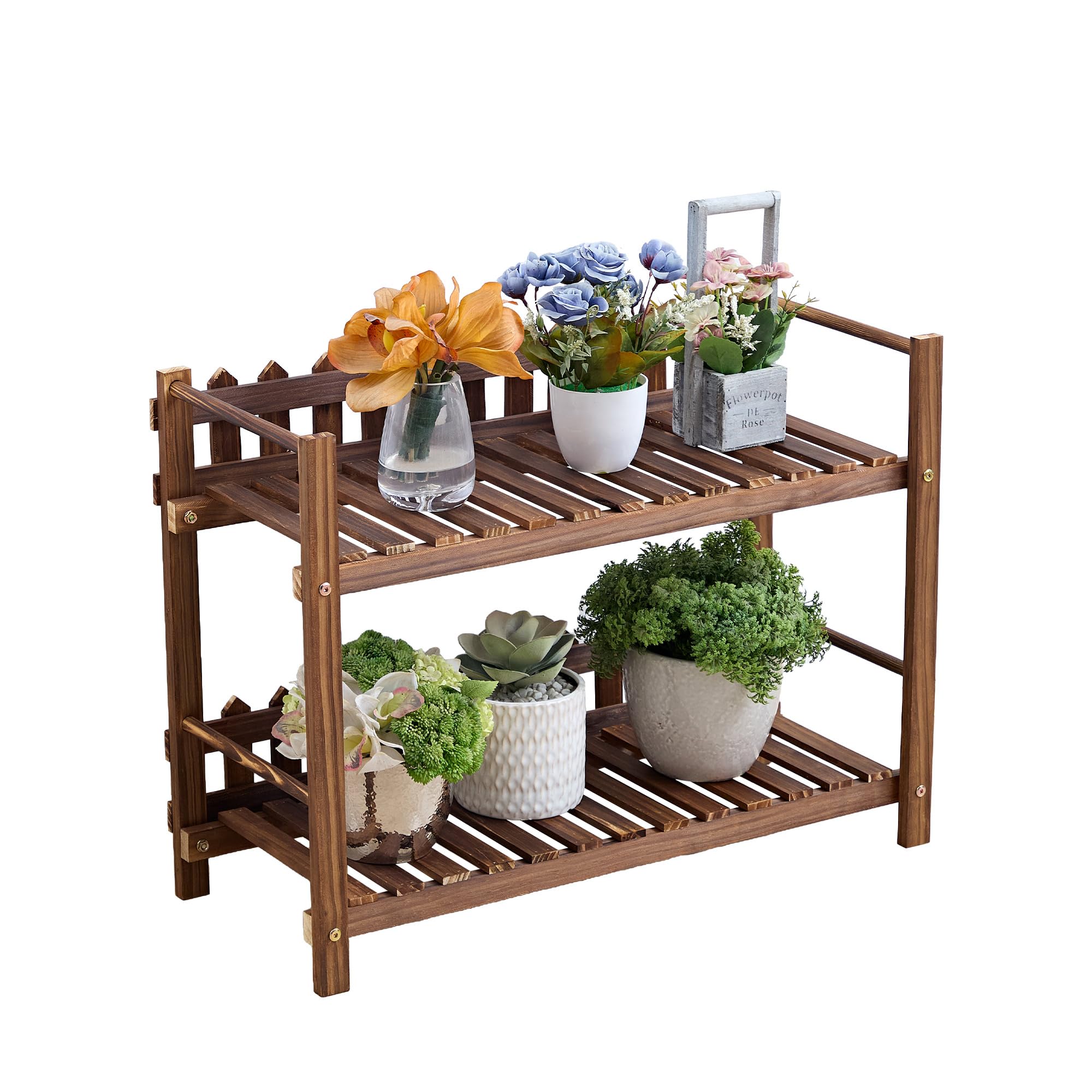 

VECELO Flower Pot Planter 50cm Stylish Plant Gardening Flower Plant Stand for Houseplants and 100kg Weight Root Rot Brown Stand, Stand, Stand, Wide,
