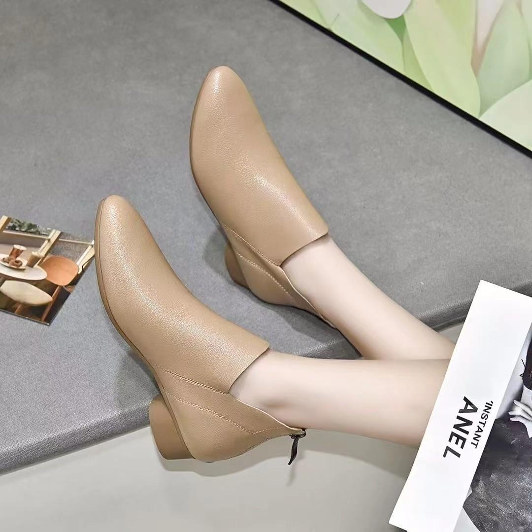 

Модные женские ботинки на толстой подошве с острым носком, новые кожаные туфли, зимняя мода, зимние ботинки «Челси», элегантное платье Botas Mujer 40