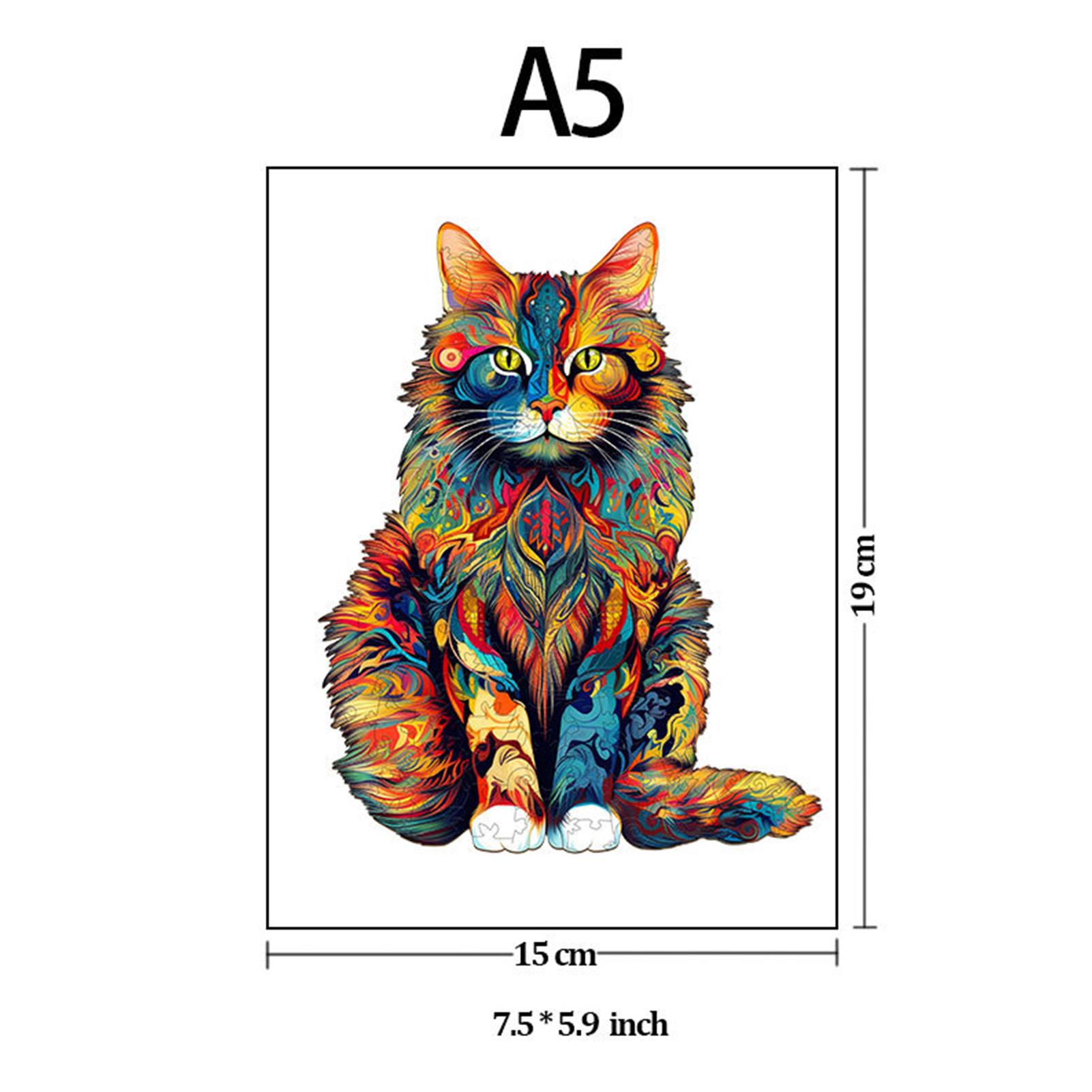 Cat Pattern Wooden Puzzle Animal Shape Wood Puzzles unique Cat Shapes Jigsaw puzzle Alien Animal Jigsaw Puzzle Educational Toys