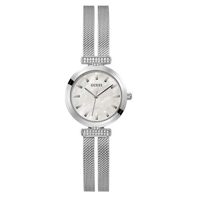 Uhr Minimalistisch Mode Klein Perlmutt Zifferblatt Edelstahl Armband Quarz Damenuhr GW0471L1