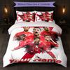 Set Biancheria da Letto Personalizzato Cristiano Ronaldo con Nome Testo 1 Copripiumino+2 Federe Logo Calcio Regalo Personalizzato per Occasione Speciale Arredamento Camera da Letto