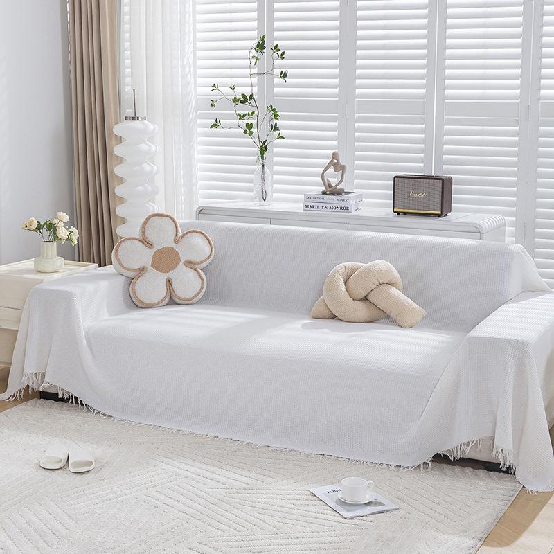 Nordic solid color four-season cotton thread blanket, simple seat cushion ins wind sofa towel, fashionable lunch break blanket