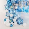 149Pcs Ice Snow Frozen Theme Balloon Garland Arch Kit Double Layered Balloons Metallic Blue Snowflake Balloons for Birthday Party Baby Shower Wedding