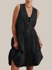 Womens Sleeveless Half Zip Tank Mini Dress Loose Fit Utility Pocket Dress