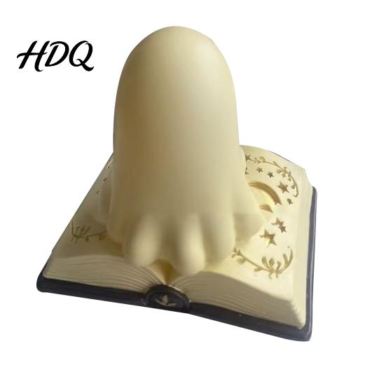 Decorative Desk Light Halloween Ghost Table Lamp Resin Spooky Night for Vintage Ornament Bedroom Bookshelf Warm Amber Purple Glow Gothic Decor