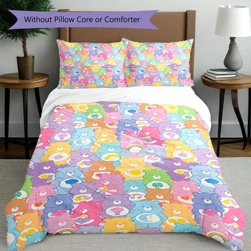3'lü Nevresim Takımı (1*Nevresim Kılıfı + 2*Yastık Kılıfı, Çekirdeksiz), Care Bears Baskılı Nevresim Takımı, Yatak Odası Dekorasyonu, Dört Mevsim, Doğum Günü Hediyesi