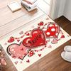 Checked Heart Print Doormat Sweet Cute Home Decor Rug Water-absorbent Non-slip Mat for Doorway Living Room Valentine's Day Dec