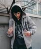 Annoyed Astuff Lettering Zip-Up Hoodie Lq6Tu146_Melange Grey