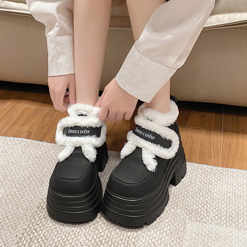 Women's Thick-soled Fashion a Footstool Winter Lightweight Warm Anti Cold Snow Boots Non-slip Casual Sneakers Cotton Boots Wool Shoes