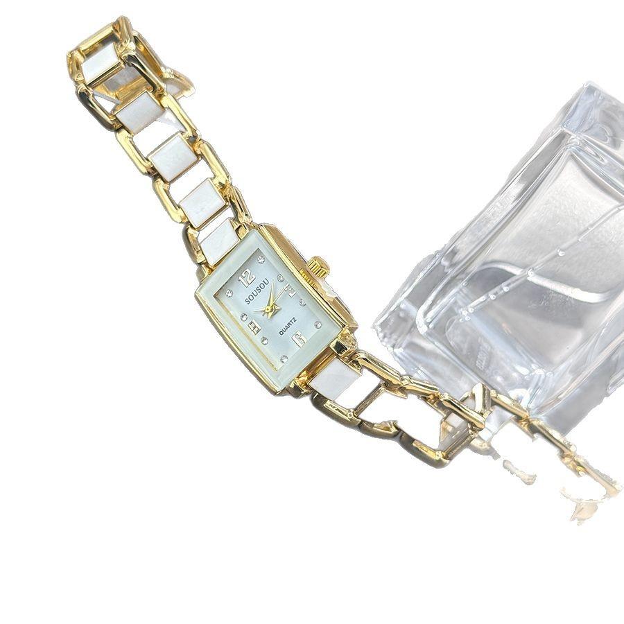 Couple Watch Square Watch Diamond-encrusted Women's Watch Imitation Ceramic Quartz Watch Square Quartz Watch