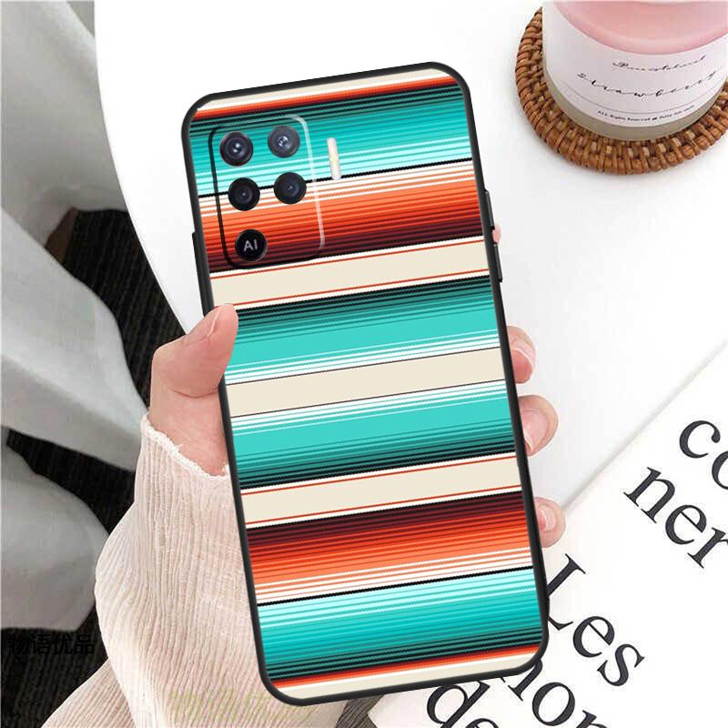 

Turquoise Orange Aqua Blue Stripes Case For Oppo A38 A80 A60 A40 A78 A18 A98 A58 A96 A76 A16 A94 A74 A54 A15 A17 A57 A77 A5 Pro OPPO A74 5G