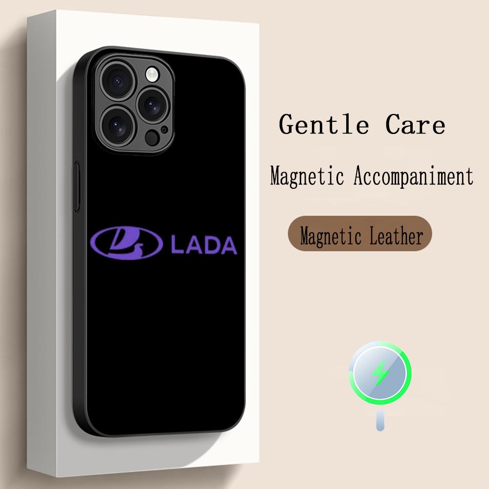Cool Car L-la-Da Fashion Logo Design Phone Case For iPhone 17 16 15 14 13 12 Plus Pro Max High-end Luxury Magsafe Sheepskin