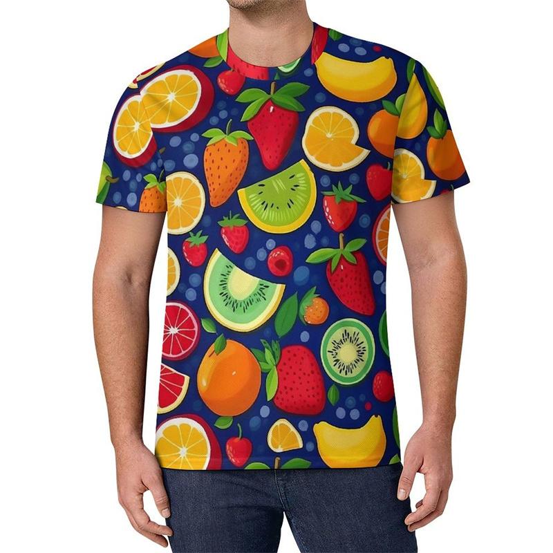 Hot Sale Lemon Strawberry Fruit Pattern T Shirt Summer Fashion 3D Printed Short Sleeve  Simple Design Casual Oversized T-Shirt