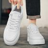 Men'S Sneakers Platform Casual Shoes Fashion Outdoor Breathable Flats Lightweight White Running Shoes Lace-Up Leather Men Shoes