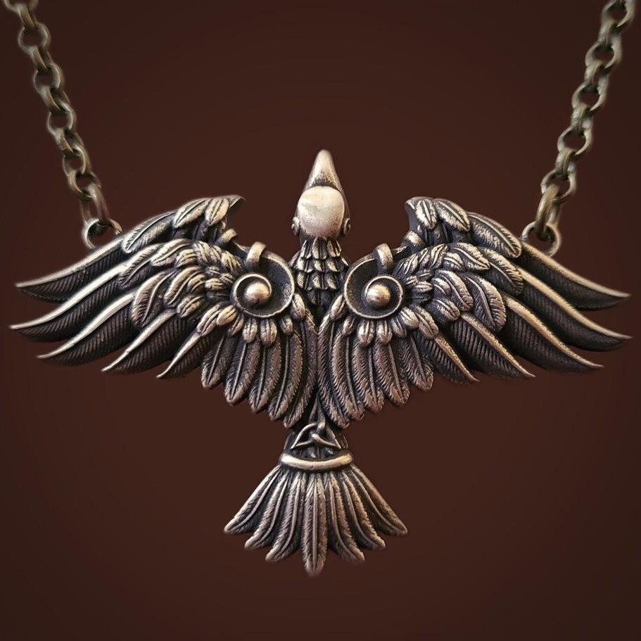Collana con Ciondolo Corona di Corvo Celtico Vichingo per Donna