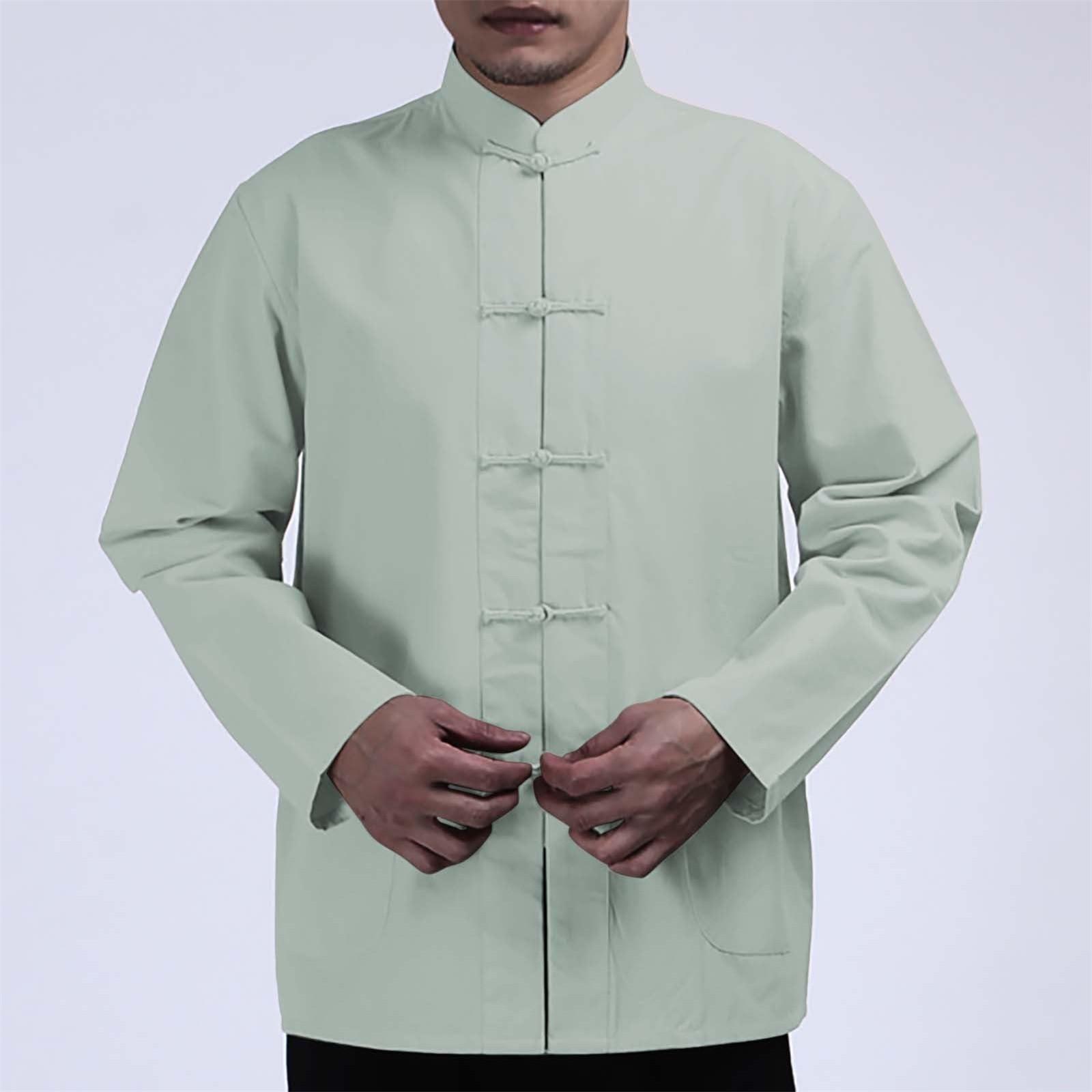 

Чоловіча бавовняно-лляна сорочка з довгим рукавом, чоловіча вільна сорочка на ґудзиках у ретро китайському стилі XXXXL