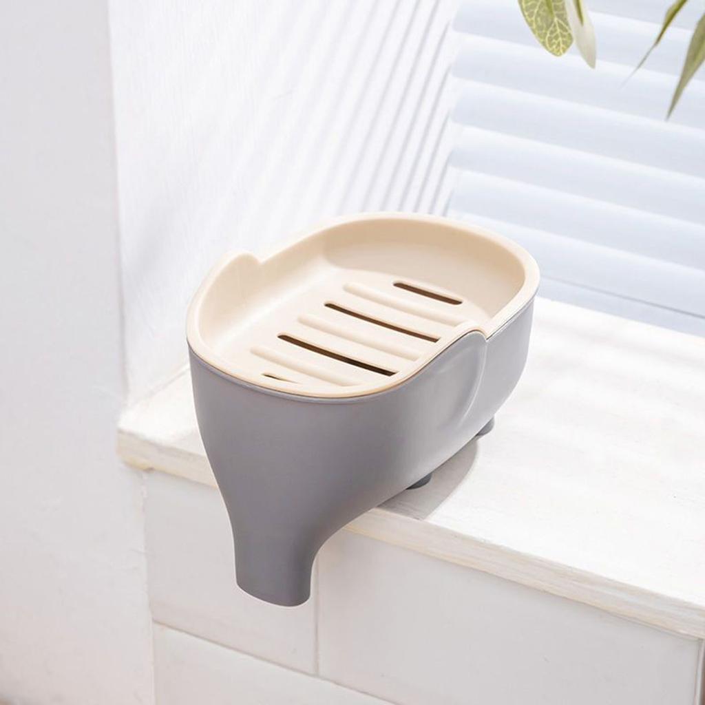 Soap Box NEW Double Layer Creative Cute Elephant Bathroom Accessories Home Decorative Children Students Waterproof Drain Rack