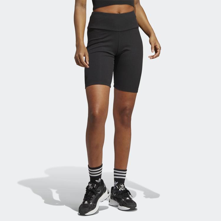 adidas Originals Solid High Waist Elastic Tight Shorts Women Shorts Black HZ7261