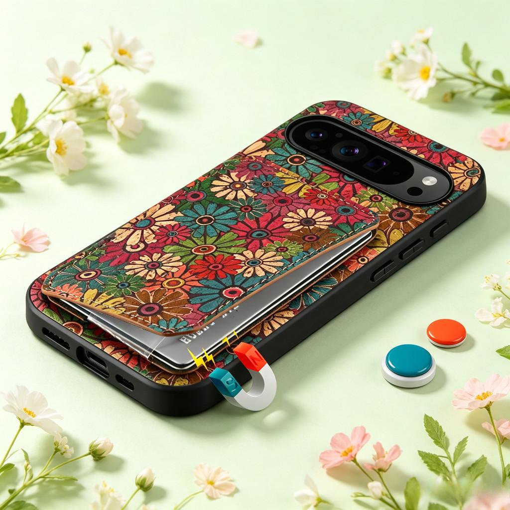 Invisible Dual Card Holder Synthetic Leather Case for Google Pixel 10 Pro XL 11 Pro Pixel9 8 8A 7 7A 6 6A Fold Stand Phone Cover