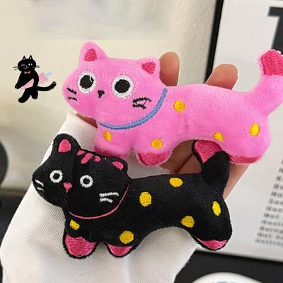 Cute Cartoon Plush Spotted Cat Pendant Brooch Girl's Heart Versatile Keychain Pendant
