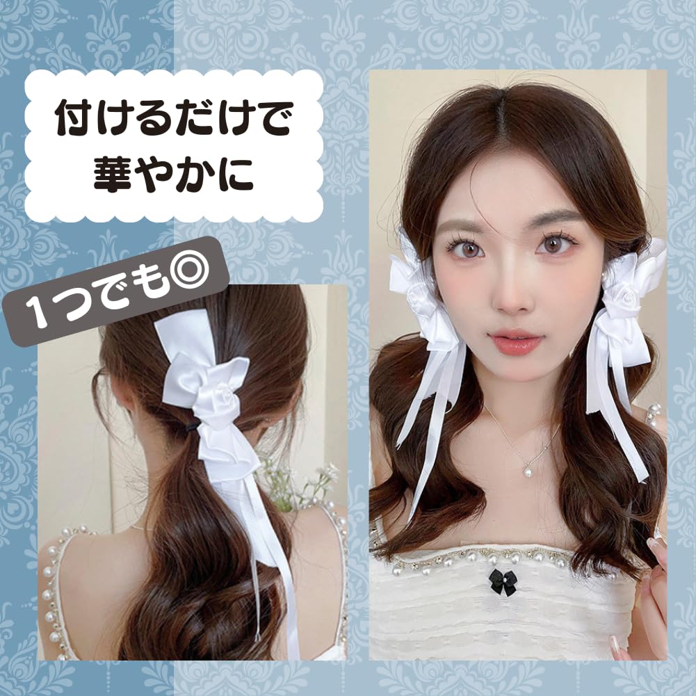 hair gothic lolita girls hair hair forest dreamy school 2-piece accessory, style, ribbon, bow, rose, clip, accessory, girl, cute, cosplay, girls,