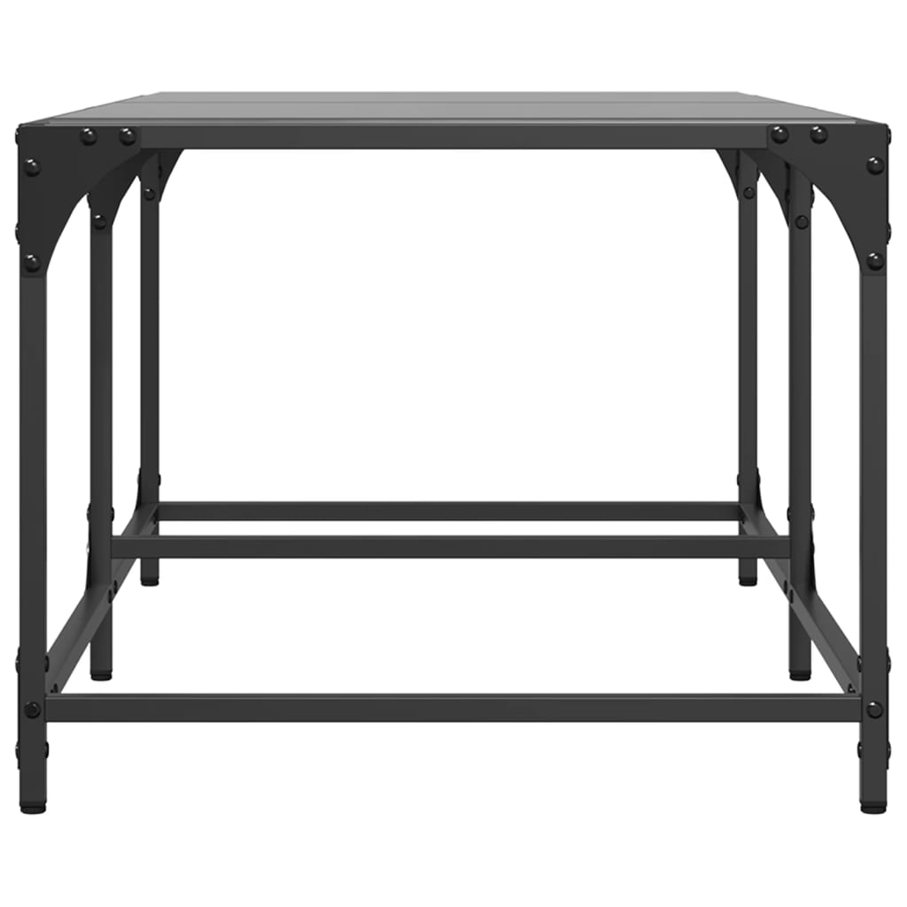  Coffee Table with Black Glass Top, 98.5x50x40 Cm, Steel