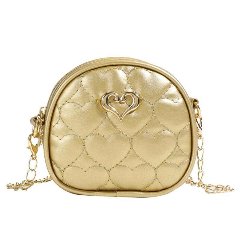 Childrens Mini Pu Chain Bag With Love Heart Decoration For Daily Use