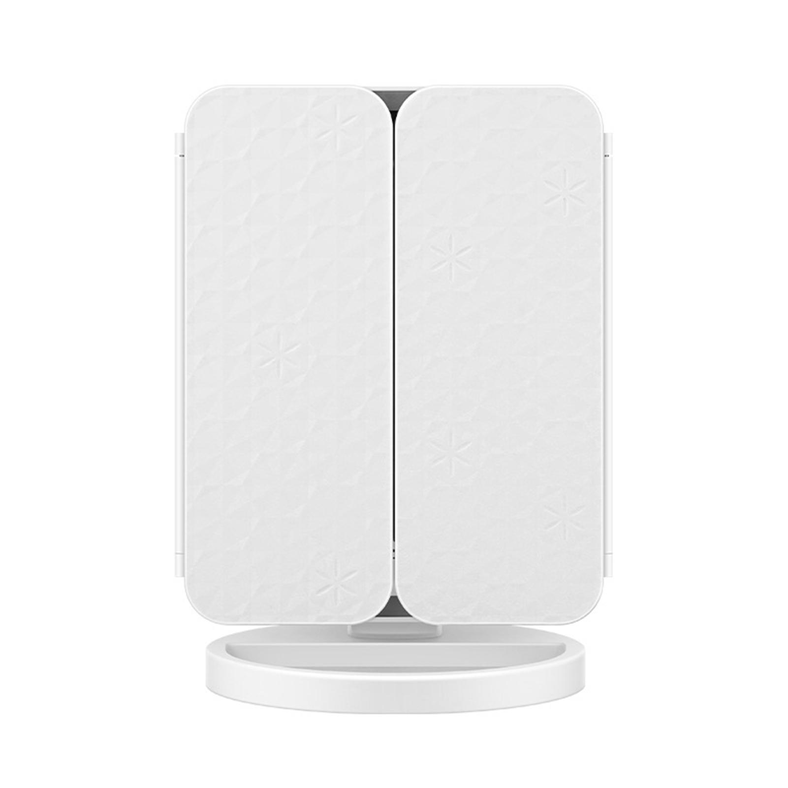 Hot Desktop LED Makeup Mirror Fill Light Magnifying Three-sided Folding Shell Mirror Rotating Storage Princess Dressing Mirror