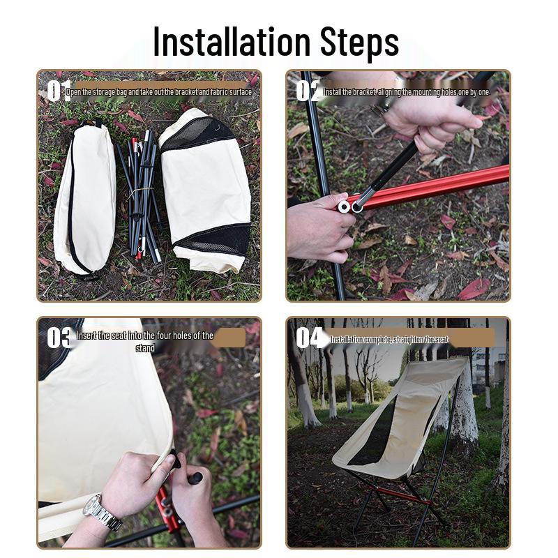 Portable Ultra-light Folding Aluminum Moon Chair for Camping, Beach, BBQ, and Fishing