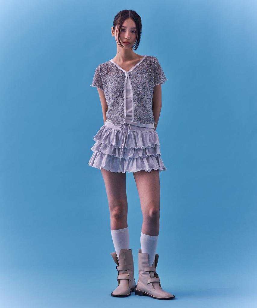 FANCY CLUB [Nf] Puff Sweat Tiered Mini Skirt_(Melange)_F24Qd874