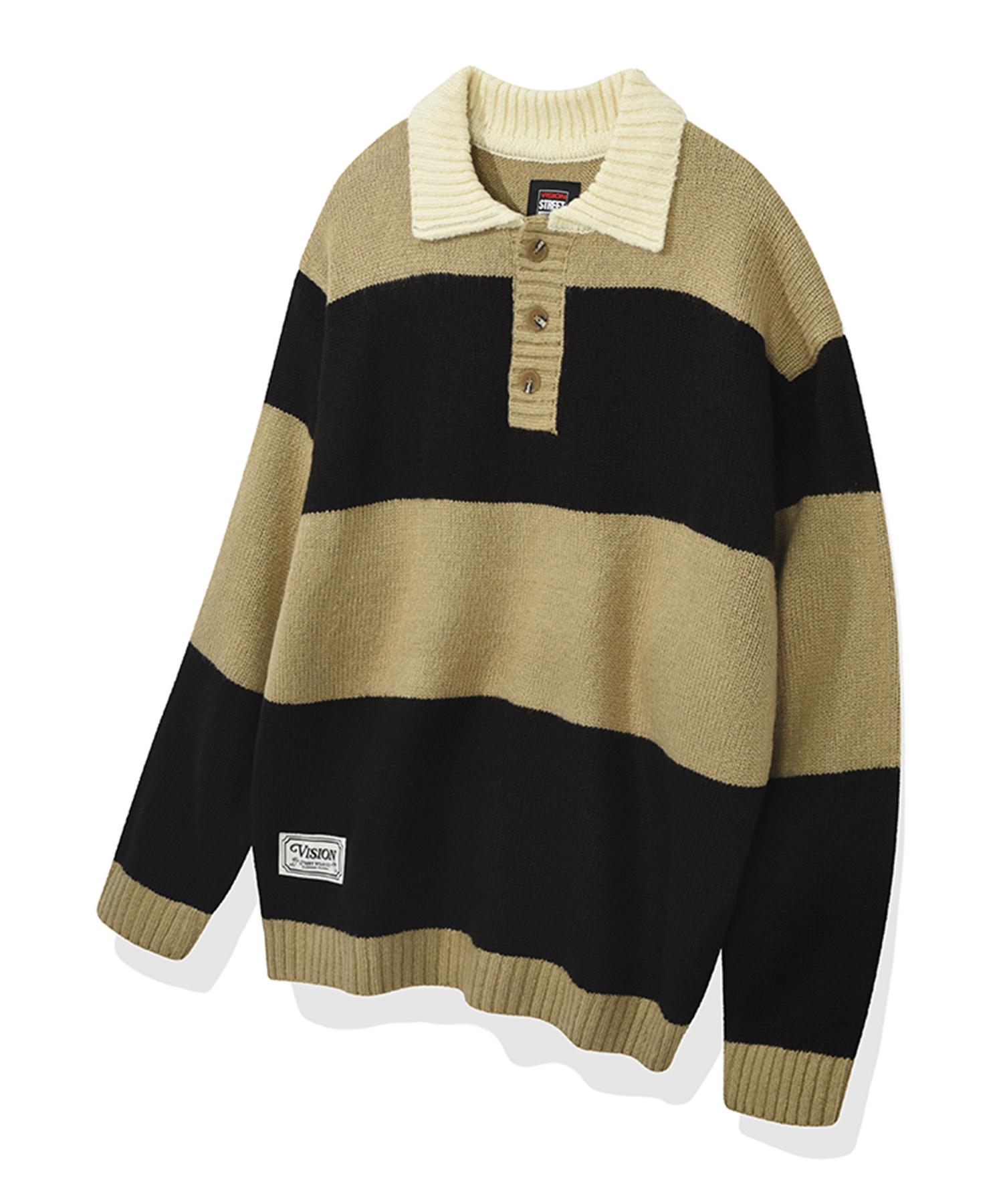 Vision Streetwear Vsw Washable Stripe Polo Knit Beige M