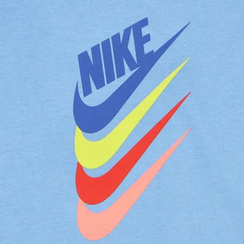 Nike Color Block Logo Print Short Sleeve T-Shirt Kids Tops Blue DQ4384-412
