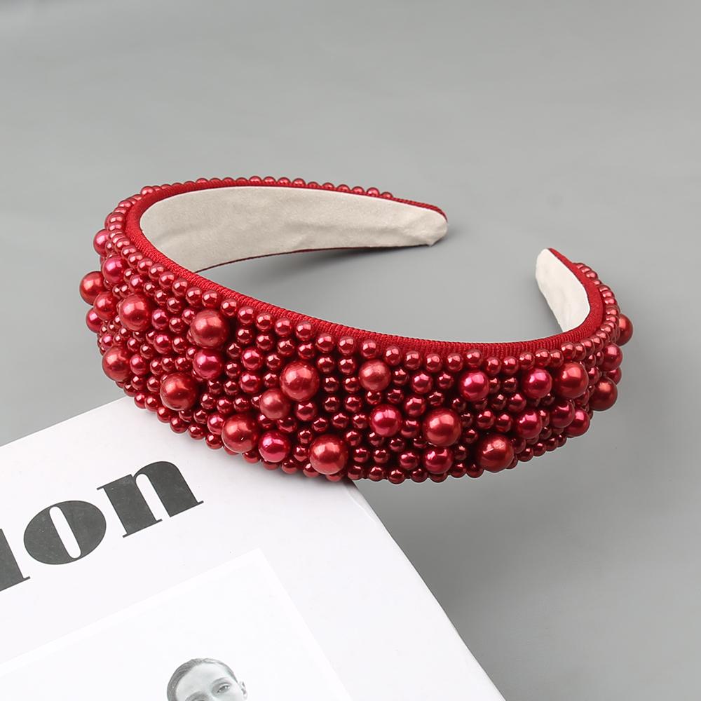 Hotselling Item Pearl Sponge Headband Handmade Nail Bead Multi-color Flower Hair Hoop Versatile and Fashionable Hair Accessories