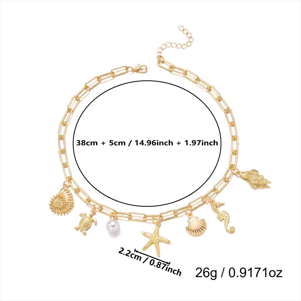 New seaside resort style summer beach starfish and shell pendant necklace with a fashionable design