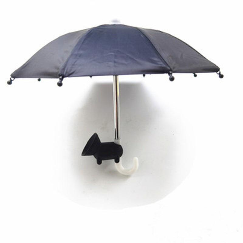 Mini Parapluie 2 Pcs Pour Téléphone Portable - Avec Ventouse, Format Compact, Noir Et Bleu Ciel