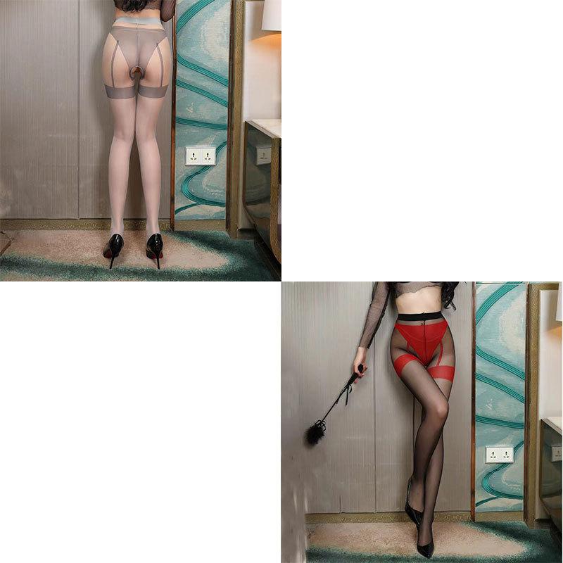 New Sex Underwear Sex Stockings Women's Core Silk Sexy Fake Garter Belt Open Pantyhose Wholesale Delivery