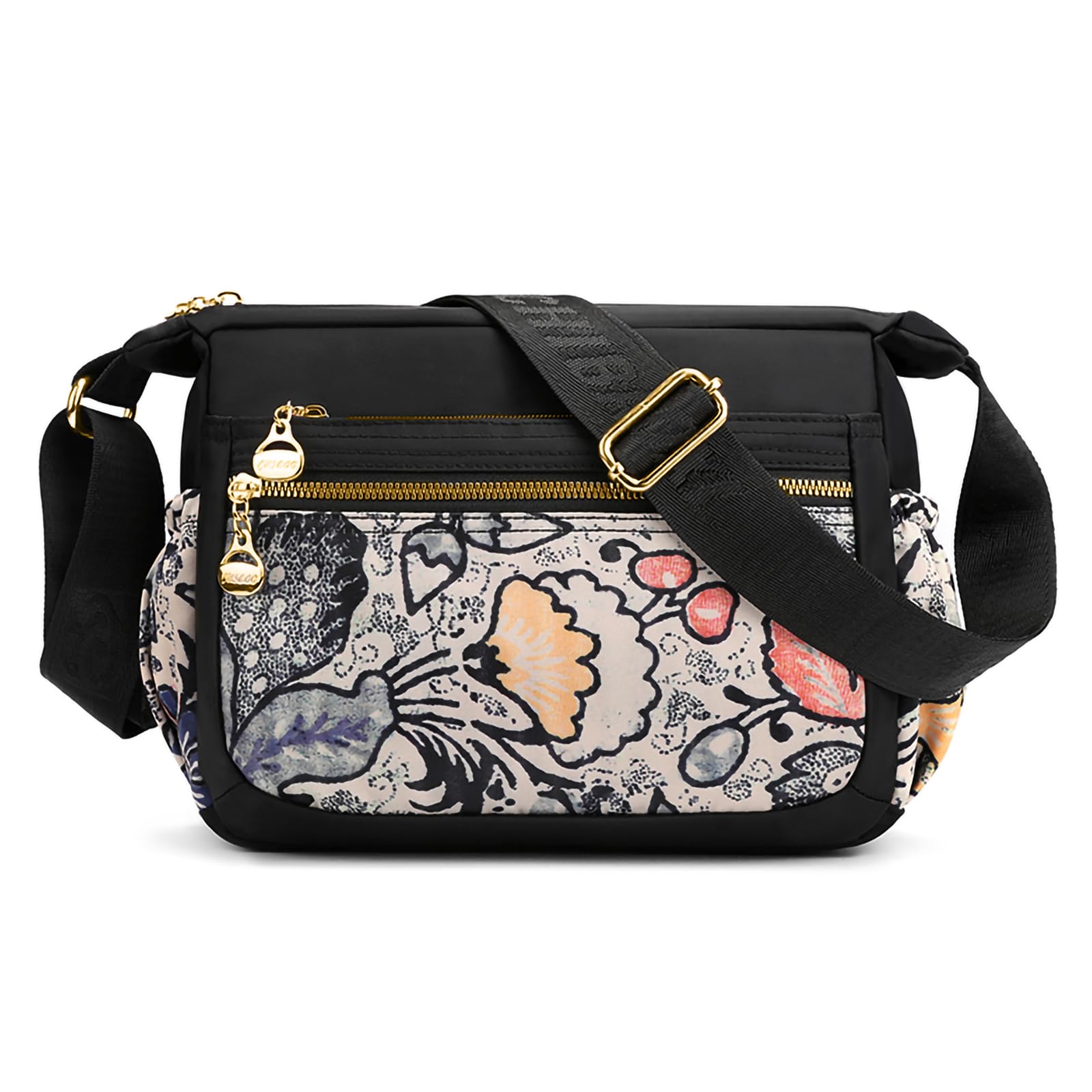 

Crossbody Bag for Large Printed Shoulder Messenger Multiple Flower B [FORRICA] Women, Capacity, Stylish, Bag, Lightweight, Nylon, Bag, Pockets,