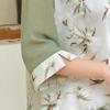 Chinese Style Bamboo Leaf Chiffon 3/4 Sleeve Blouse