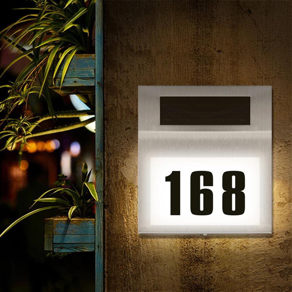 Waterproof Outdoor LED Solar Wall Light House Number Light Address Sign Illuminate for Home Garden Door Plate Wall Lamp