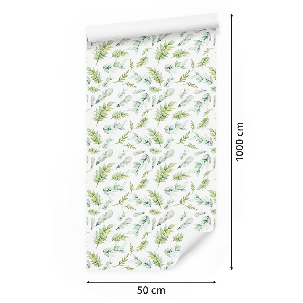 Watercolor forest plants wallpaper for living room and bedroom 50x1000