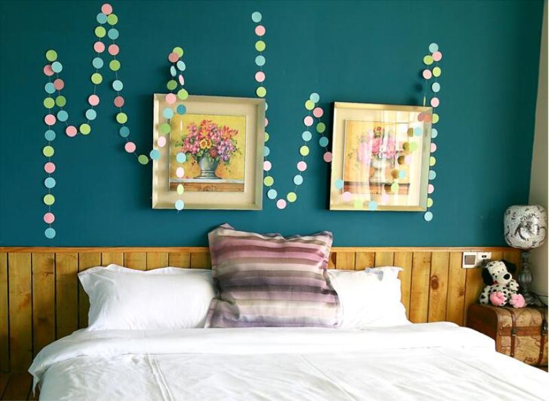 4M Creative Multicolor Circle Dot Paper Garland Banners Pink Green Round Shape Banner Decorating Wedding Party DIY Home Decor