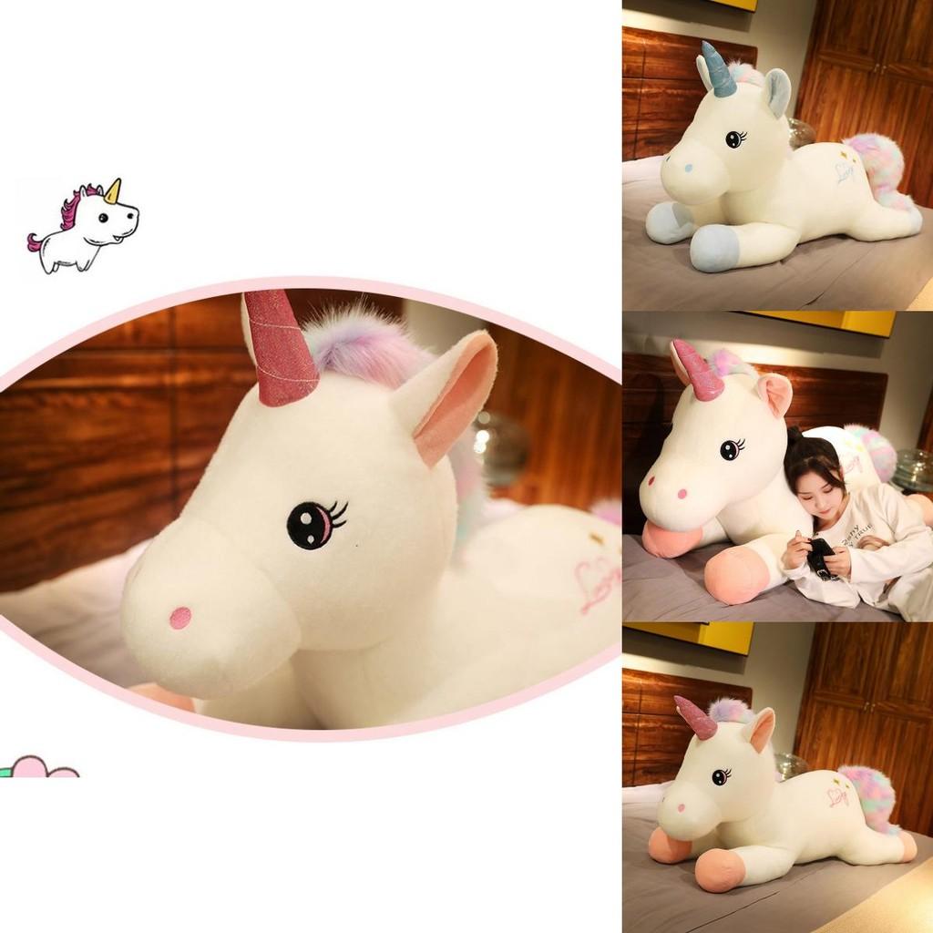 Charming Short Plush Unicorn Stuffed Animal Pillow Comfortable Bedside Support For Children