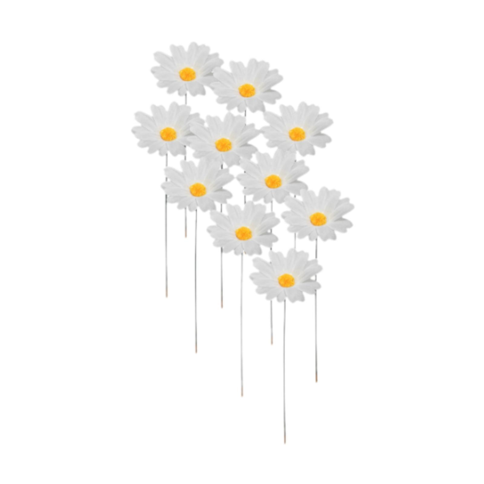 

10 Pieces Daisy Flower Stakes Yard Art Decoration Plant Pot Decoration Outdoor Decor Stake for Yard Porch Indoor Lawn Pathway білий