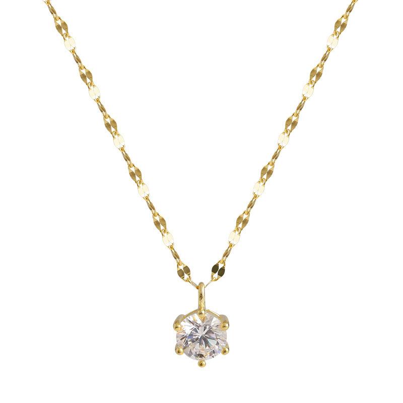 Single Diamond Necklace, Women's Collar Chain, Light Luxury, Niche Design, Gentle Temperament, Simple and Versatile.