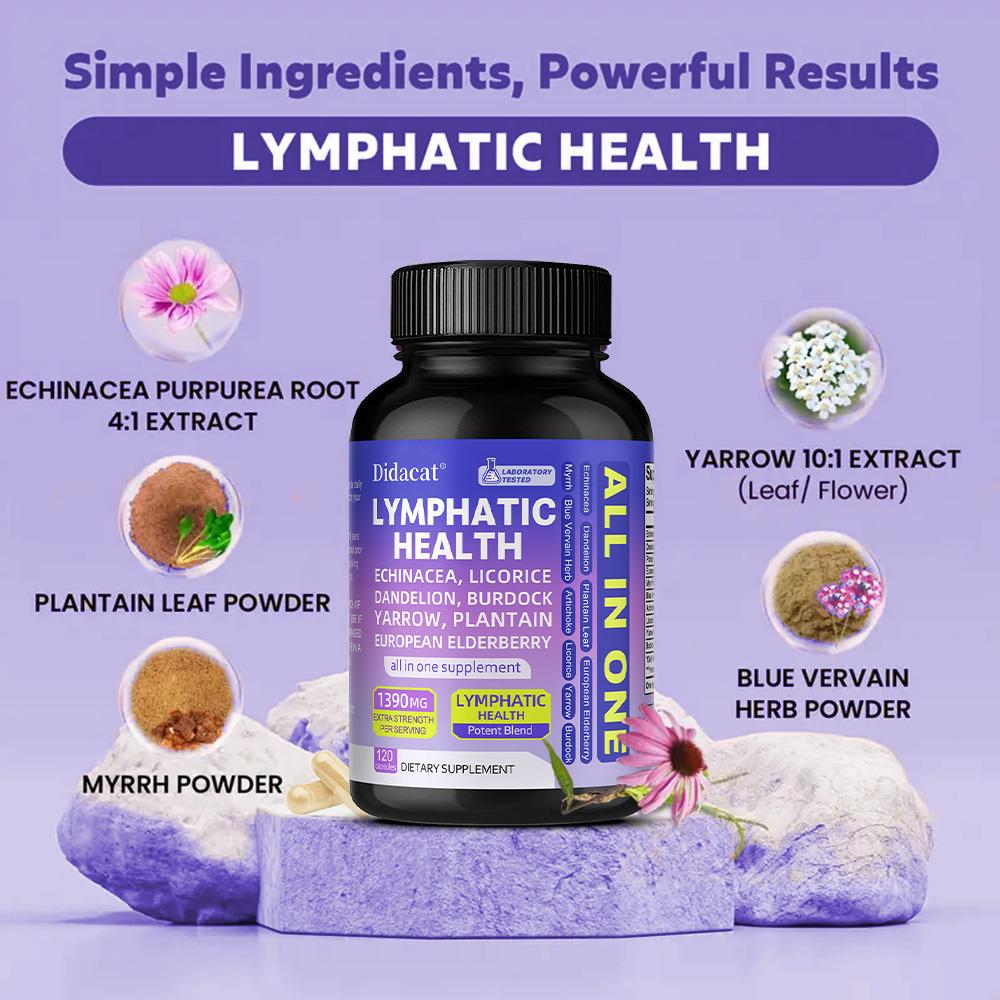 Lymphatische Kräutermischung Nahrungsergänzungsmittel Kapseln, 1390 mg pro Portion, 120 Kapseln, Mehrkräuter-Komplex-Formel